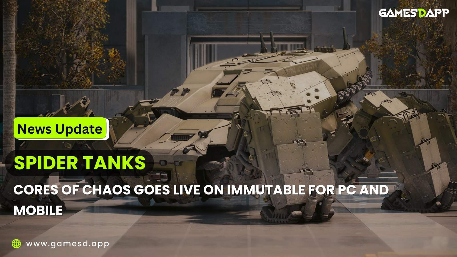 Spider Tanks: Cores of Chaos Goes Live on Immutable for PC and Mobile